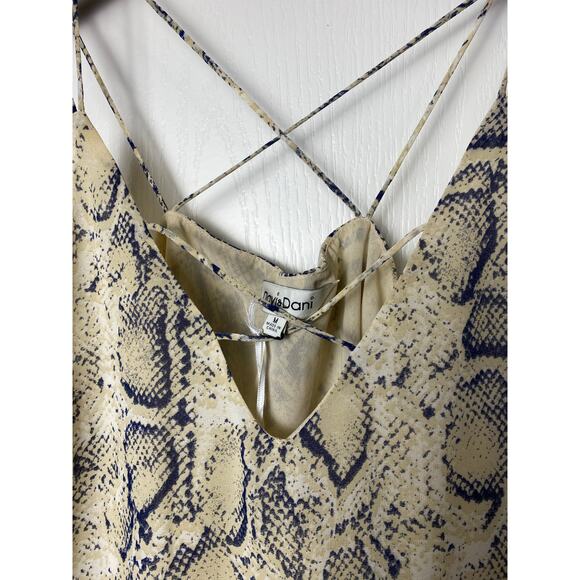 Davi & Dani Cream Blue Gray Python Double Strap Sleeveless Top Women's Medium - Picture 7 of 9